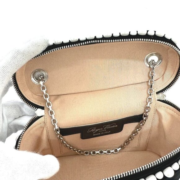 ROGER VIVIER RBWANMH70000LU Crystal Faux Pearl Vanity Micro 2WAY Hand Bag - Picture 3 of 14